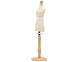 Manichino Femminile Regolabile Altezza - Forma Abito in Legno - Base Circolare - Facile da Assemblare - Manichino Professionale per Vetrina - 395 g