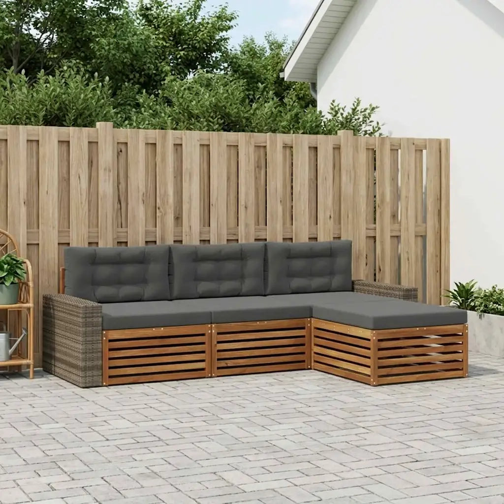Set di divani da esterno 4 pcs Naturale e Antracite Poliestere 3383220