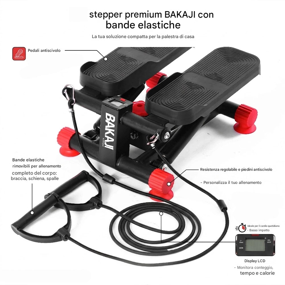 Stepper Multifunzione 3in1 con Pedali Antiscivolo e Bande di Resistenza Fitness