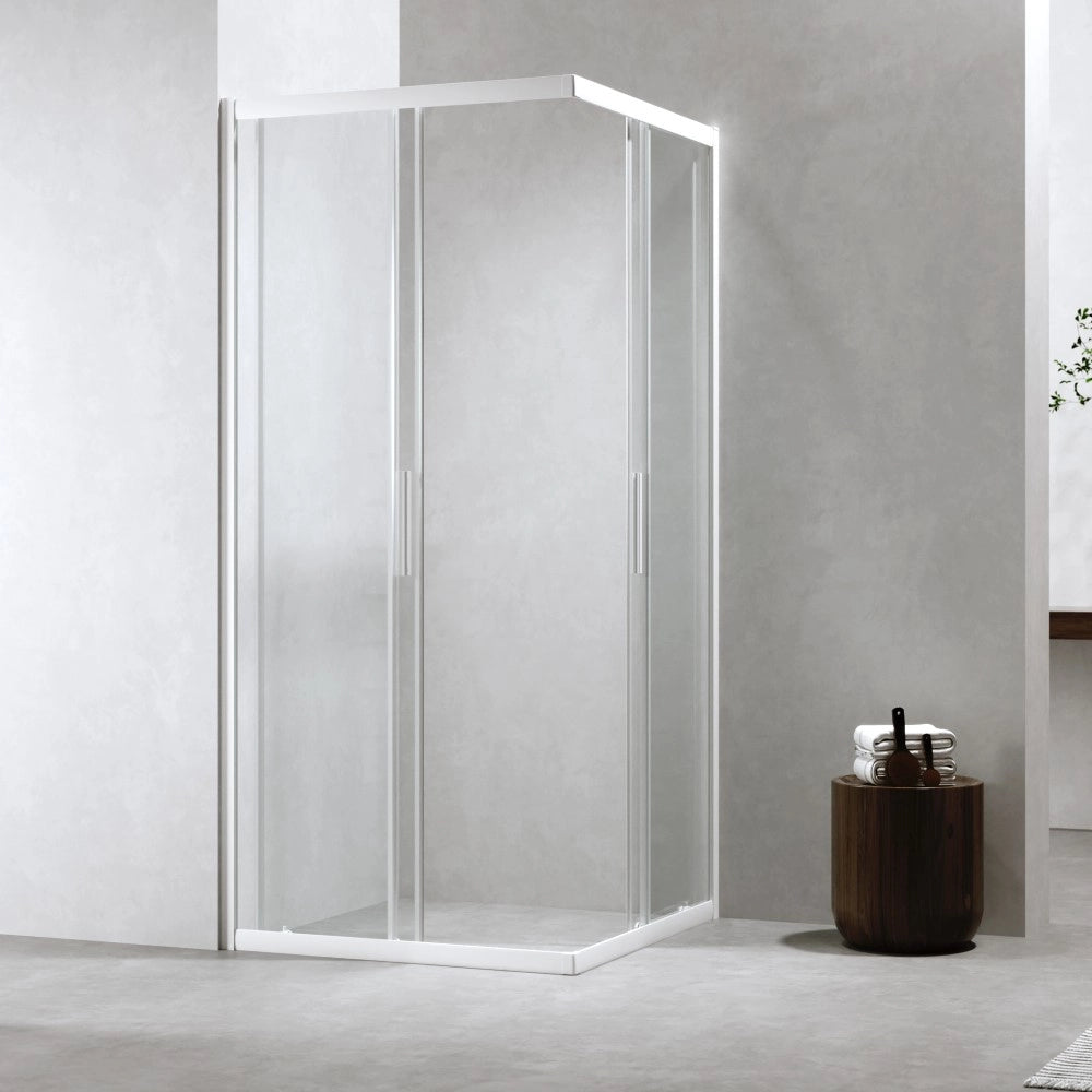 Cabina Doccia 80x80 Cm h190 Scorrevole Profili Bianco Opaco Vetro 6 mm Trasparente| Neat