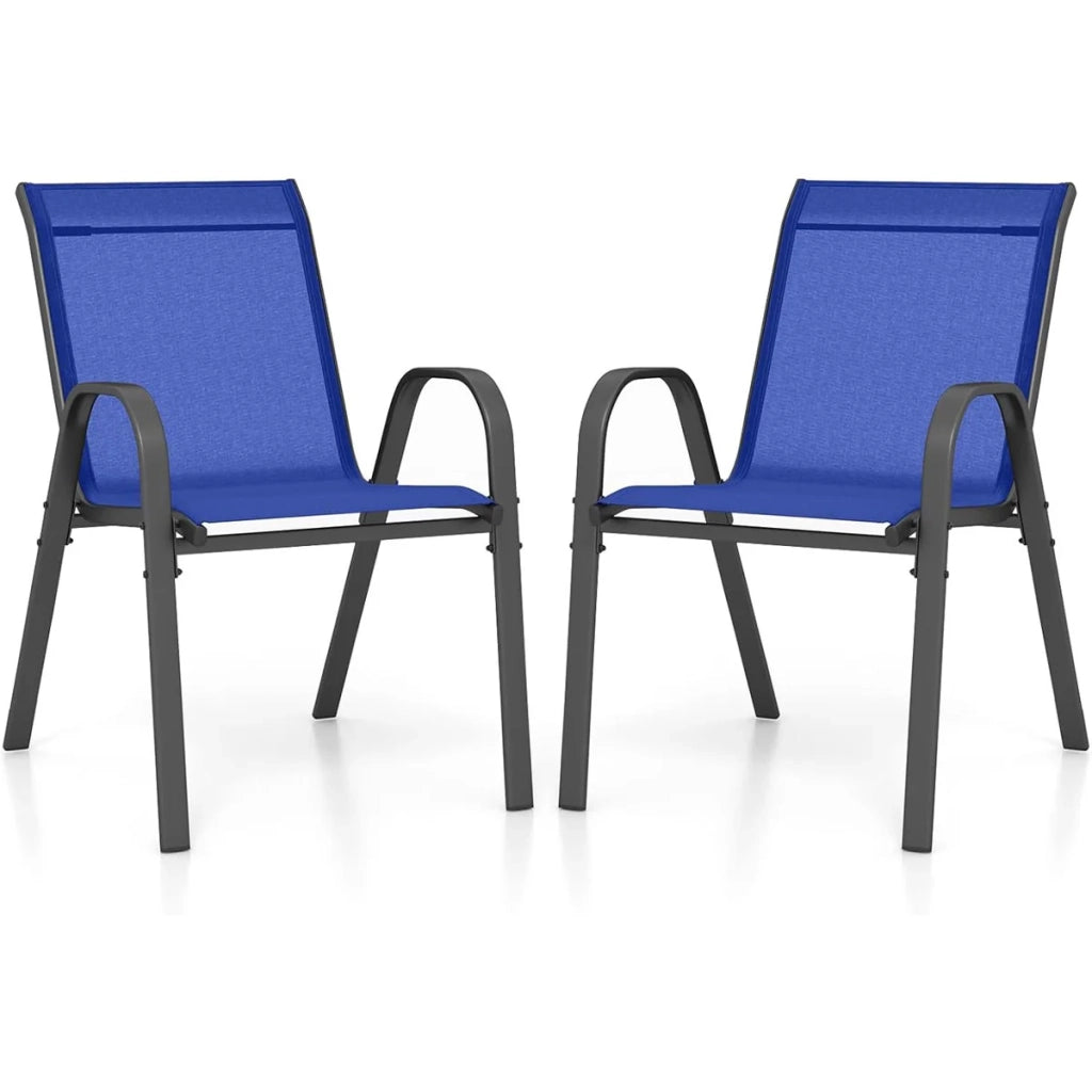 Set di 4 sedie da giardino impilabili 83 x 67 x 55 cm comfort ergonomico e design leggero acciaio blu 20_0012591