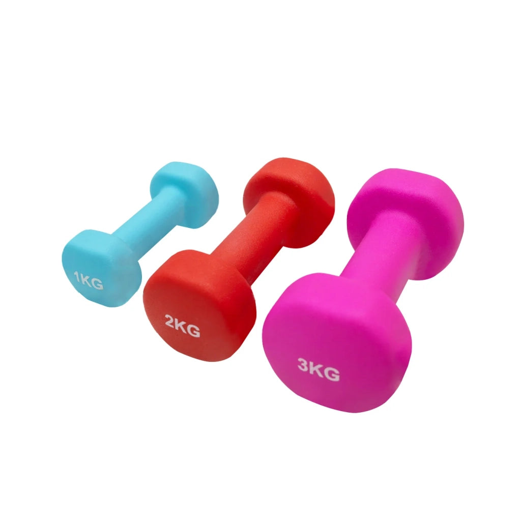 Body Revolution Set 6 Manubri Neoprene 12kg 1kg 2kg 3kg con Supporto