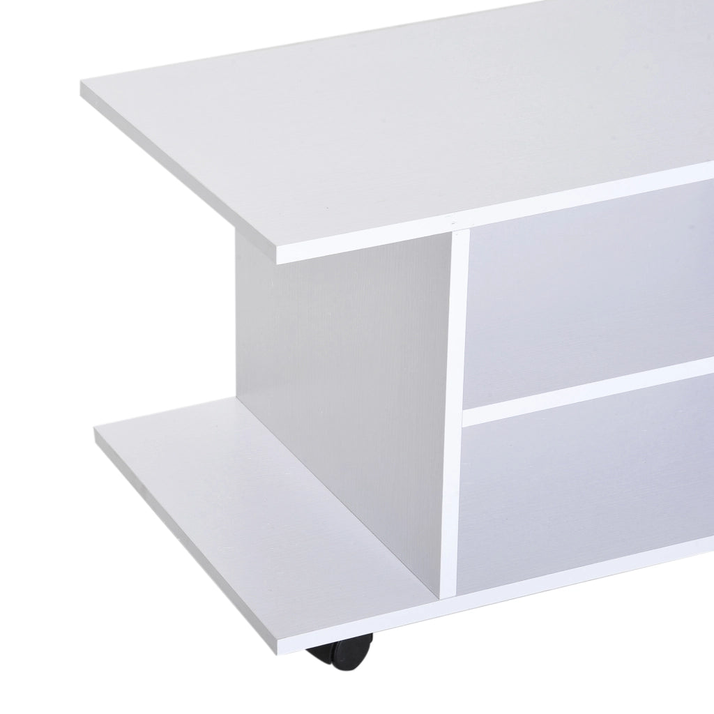 Mobile TV con ruote ¨C Xylo ¨C Legno bianco con ripiani, 80x40x40 cm