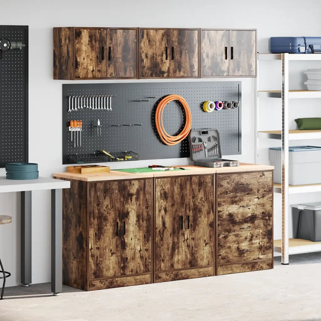 Armadi da Garage 6 pz Rovere Fumo in Legno Multistrato 3328345