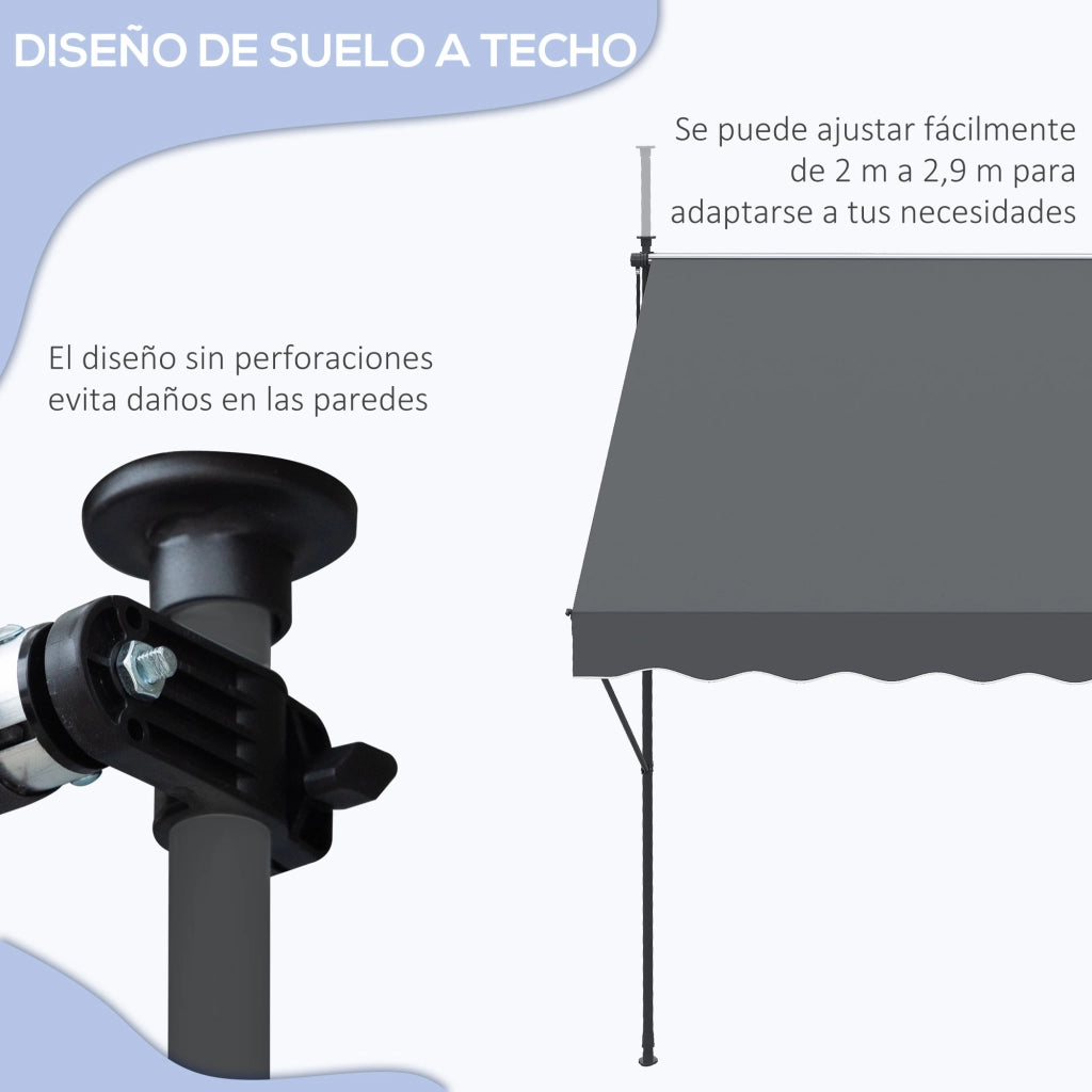 Toldo Retrattile Manuale ¨C zephmum ¨C Grigio 200x175x210-310 cm
