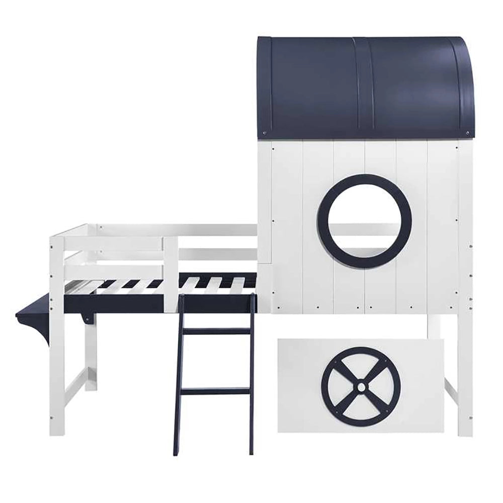 Letto a mezzanino - Xylo - 90x200 cm cassetti blu scuro