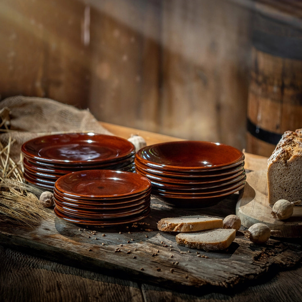 Set di 4 piatti piani profondi KADAX da 23 cm in gres ceramico.