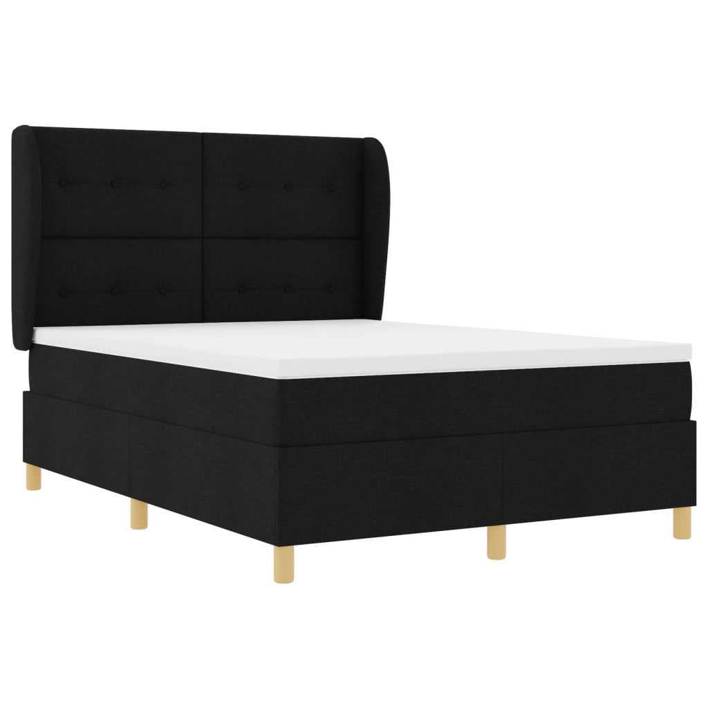 Letto Box Spring con Materasso Nero 140x200 cm