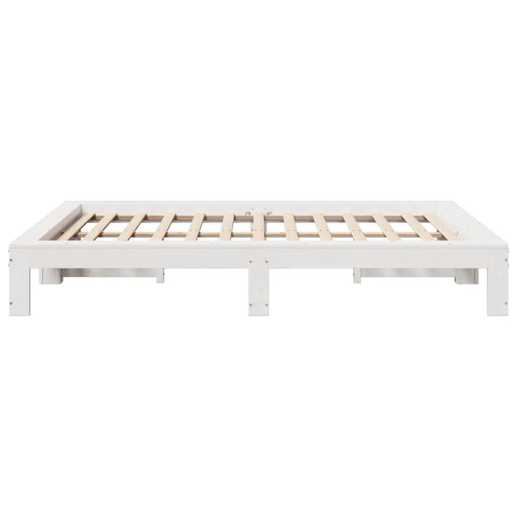 Letto senza Materasso-Struttura Letto Bianco 140x200 cm Legno Massello di Pino 905077