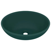Lavandino-Lavello Lusso Ovale Verde Scuro Opaco 40x33 cm in Ceramica
