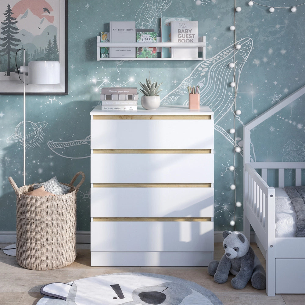 Fasciatoio da mobile Emmi Bianco/Rovere dorato 80 x 111.7 cm con 4 cassetti Vitalispa