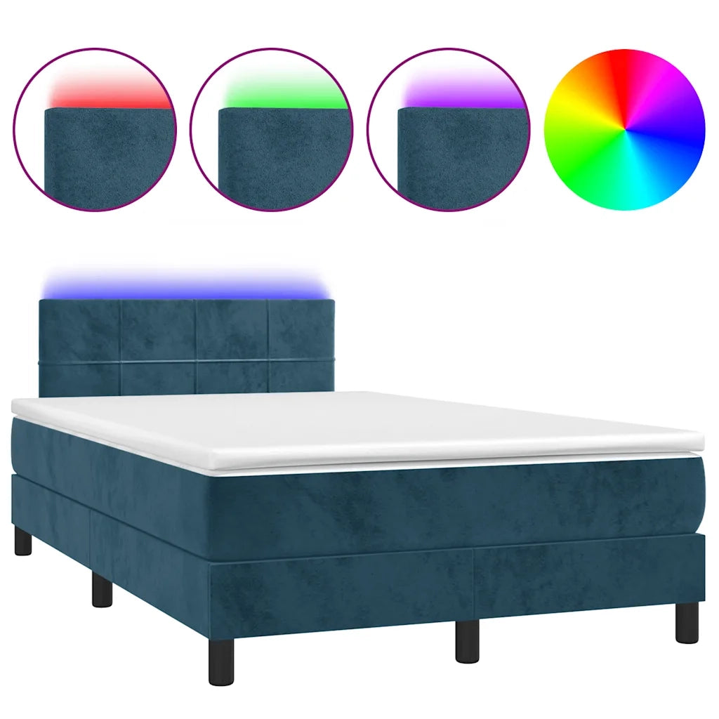 Letto a Molle con Materasso e LED Blu Scuro 120x200cmcod mxl 122834