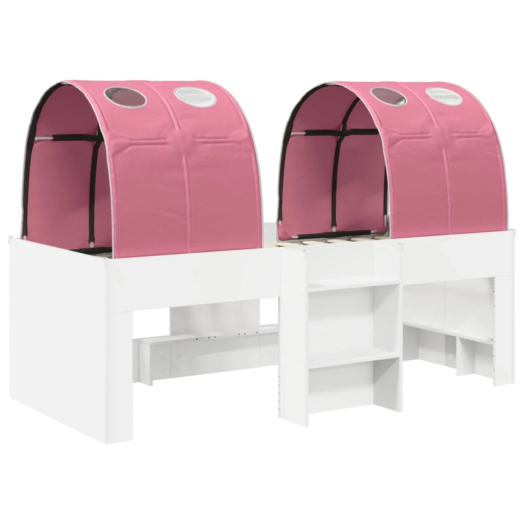 Letto Alto per Bambini con Tunnel Bianco e Rosa