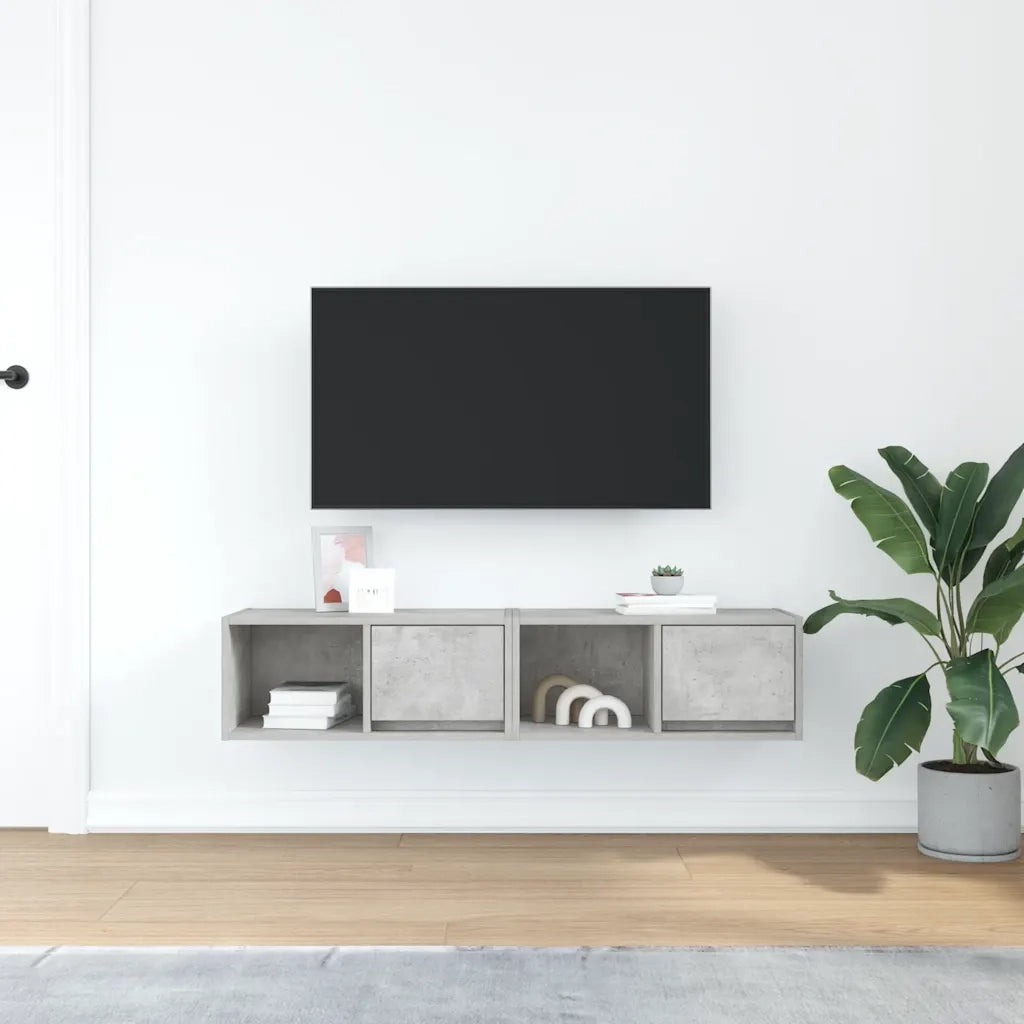 Mobili TV 2 pz Grigio Cemento 60x31x25,5cm in Legno Multistrato