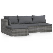 Set di mobili da giardino 4 pz con cuscini grigio in poly rattan 02_0016146