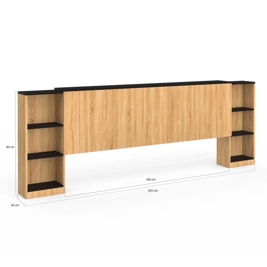 IDMarket - Cabecero extensible CATBA con almacenamiento deslizante para camas de 140 y 160 CM de madera y negras