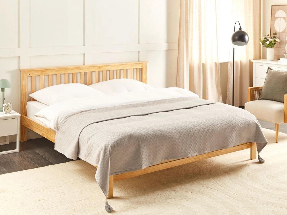 Copriletto in cotone tortora 200 x 220 cm con frange Decorativo Camera da letto