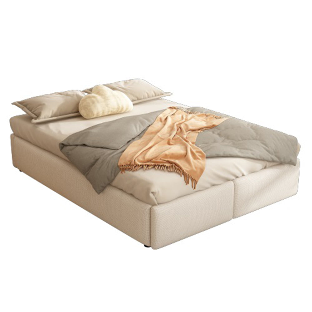Lit capitonn?? senza testiera - Xylo - 140x200 cm - Beige - Con 2 cassetti