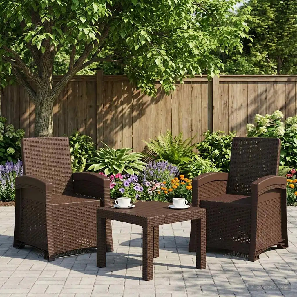 Sedia da giardino reclinabile effetto rattan 2 pcs Marrone PP 8011997