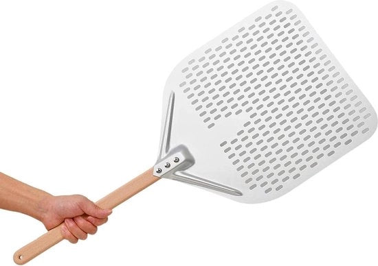 Spiedino per pizza in alluminio anodizzato con maniglia in legno - demontabile - 30 cm - 40 cm - per pane dolce