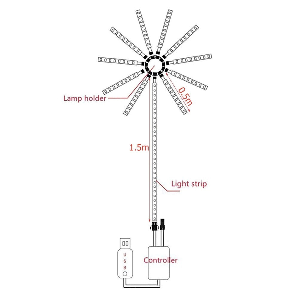 Trade Shop - Strip Led Adesiva Effetto Fuochi D'artificio Controllo Smart A Tempo Di Musica -