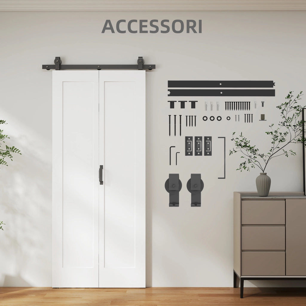 Porta Scorrevole Pieghevole ¨C Xylo ¨C Bianco Verniciabile 90x210 cm