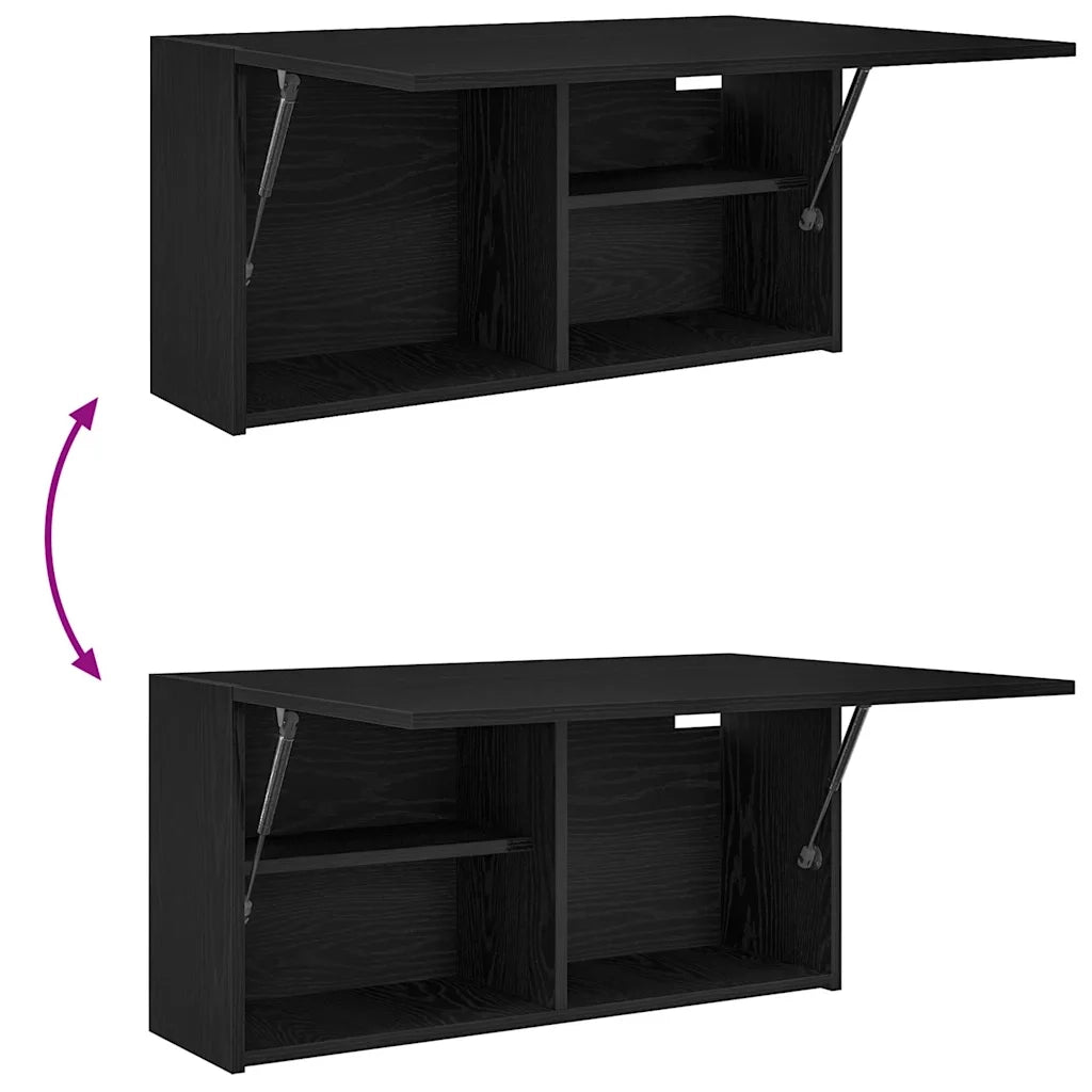 Mobile da Bagno a Parete Nero 80x25x40 cm in Truciolato