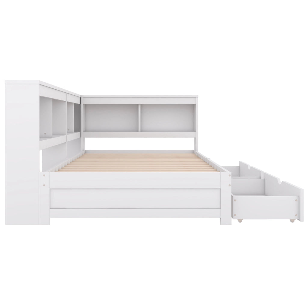 Divano letto 90x200 cm con 2 cassetti e prese USB; truciolare e MDF; bianco (Senza materasso)