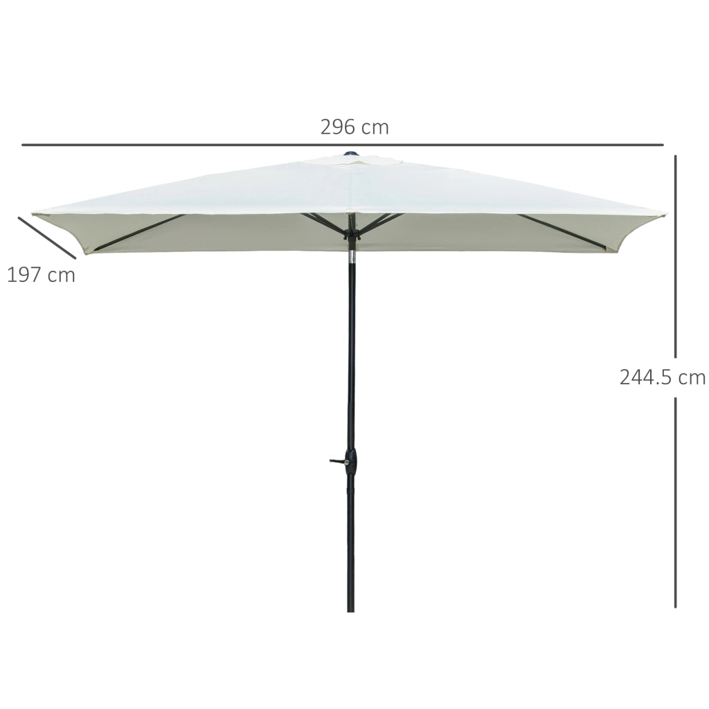 Easycomfort Ombrellone Rettangolare 2x3 m da Giardino con Apertura a Manovella e Inclinazione Regolabile, Beige