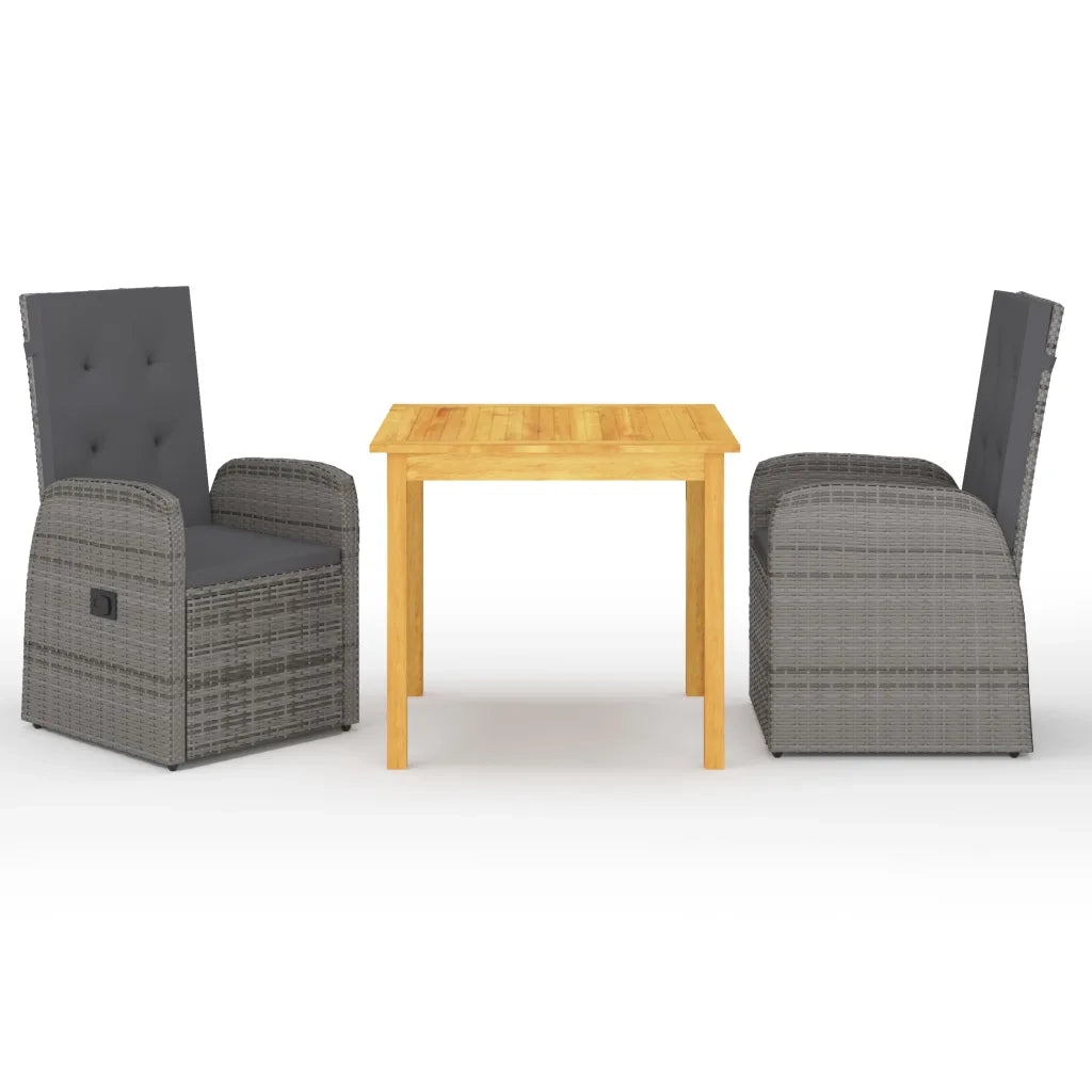 Set Mobili da Pranzo per Giardino 3 pz Grigio cod mxl 48279
