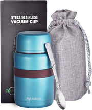 Contenitore termico per cibo, 500 ml, acciaio inossidabile, contenitore termico per alimenti, scatola per pranzo, contenitore termico, biberon, pentola di isolamento con cucchiaio a sbieco, per bambini e adulti (blu)