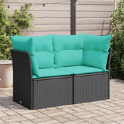 Divano da Giardino con Cuscini a 2 Posti Nero in Polyrattan