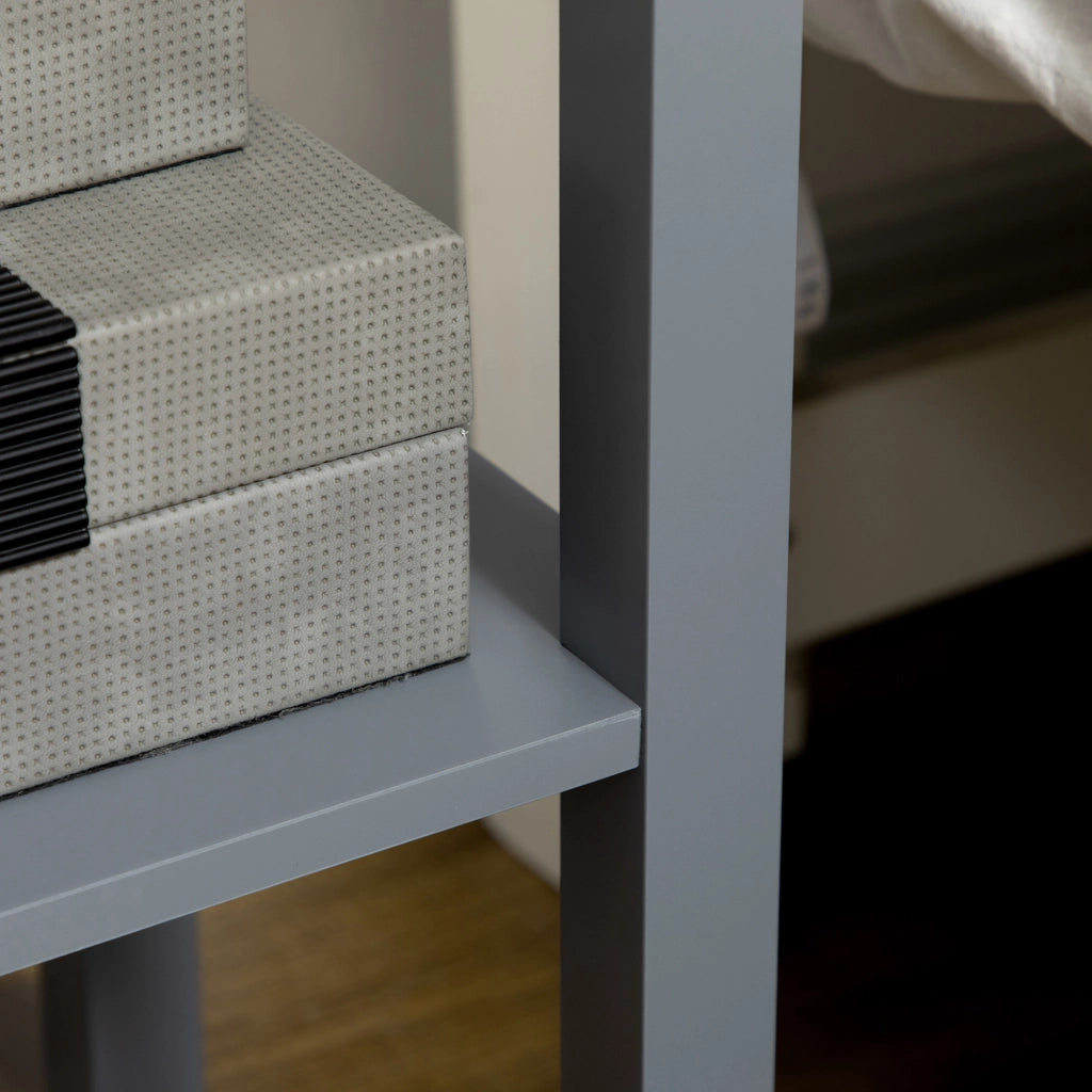Tavolino Moderno con Cassetto e Ripiano ¨C Zephmum ¨C Grigio 30x30x75 cm