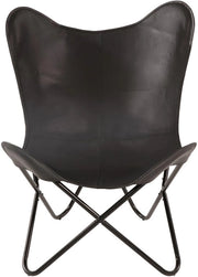 Sedia a forma di farfalla - 75x75x87 cm - Pelle di capra - Nero