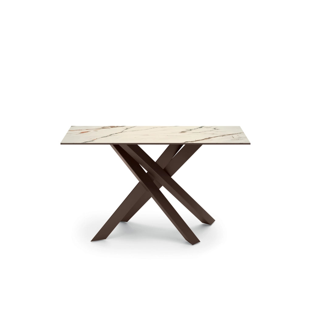 Consolle Xenia 110x30 cm con top in ceramica marmo calacatta borghini e struttura in metallo verniciato bronzo - Stones