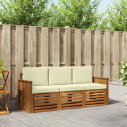 Set divani 3 pcs Naturale e Crema Legno di Acacia Massello