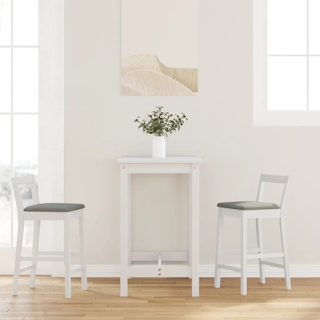 Sgabelli da Bar con Cuscini 2 pz Bianco Legno Massello di Hevea 4102588