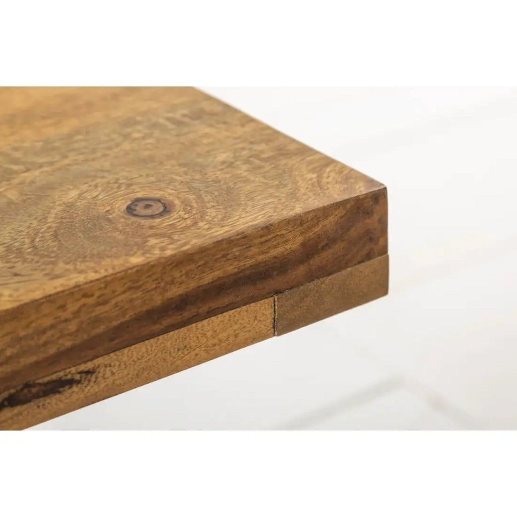 Tavolino basso LODEN 100 cm in legno massiccio di Sheesham e metallo nero – stile industriale