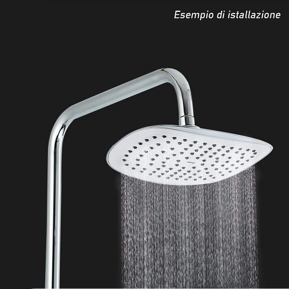 Trade Shop - Soffione Doccia Bagno Quadrato 20x20cm Abs Effetto Pioggia 52213 Filtro Anticalcare -