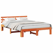 Letto matrimoniale | Letto per adulti | Struttura del letto Marrone cerato 140 x 200 cm Pino massello