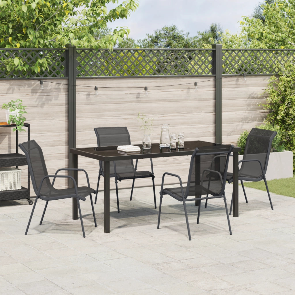 Set da pranzo da giardino 5 pezzi Nero Textilene e Acciaio