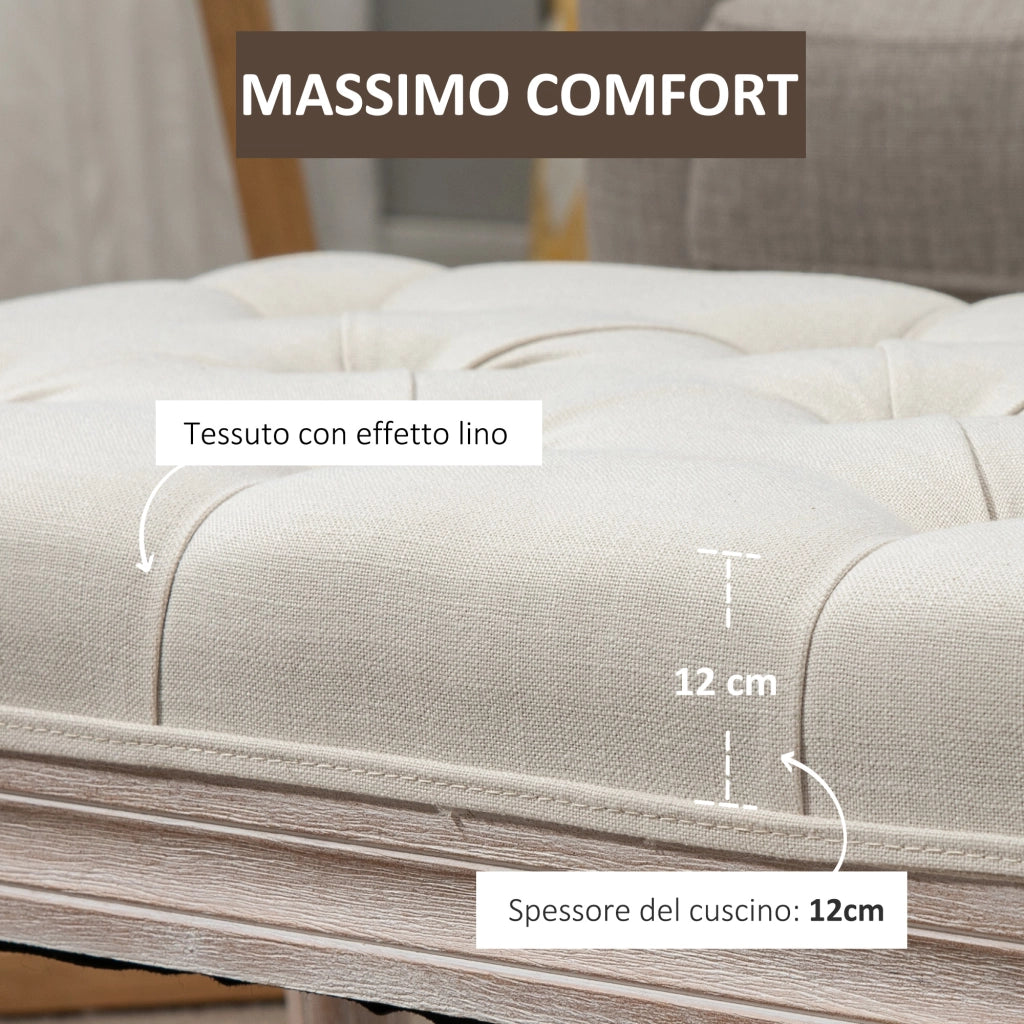 Panca Fondo Letto Imbottita con Gambe in Legno ¨C Minimal ¨C 80x40x41 cm Beige
