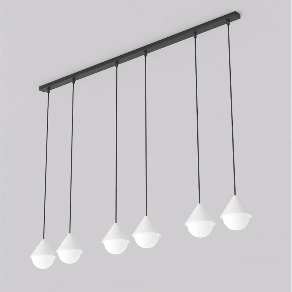 Lampada a sospensione GIRO in acciaio nero e vetro bianco