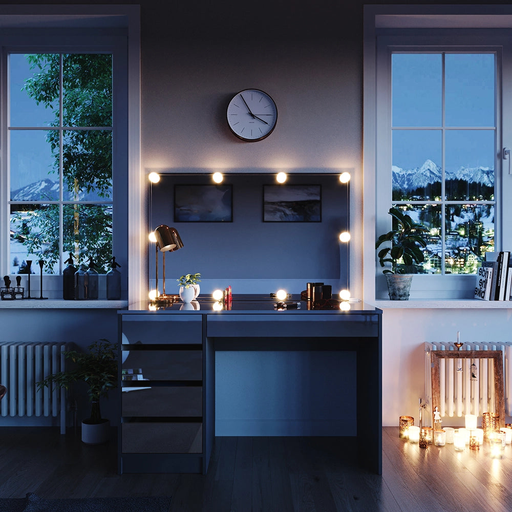 Vicco Tavolo da toeletta Antracite 55 cm con illuminazione a LED