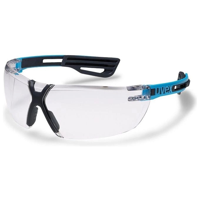 Uvex 9199245 x-fit pro Occhiali di Protezione Lenti PC Antigraffio Antiappannamento UV400 EN 166 EN 170 colore Blu Antracite
