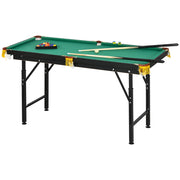 Tavolo da Biliardo ad Altezza Regolabile con Accessori 140x60x55-75 cm in MDF e Acciaio Verde