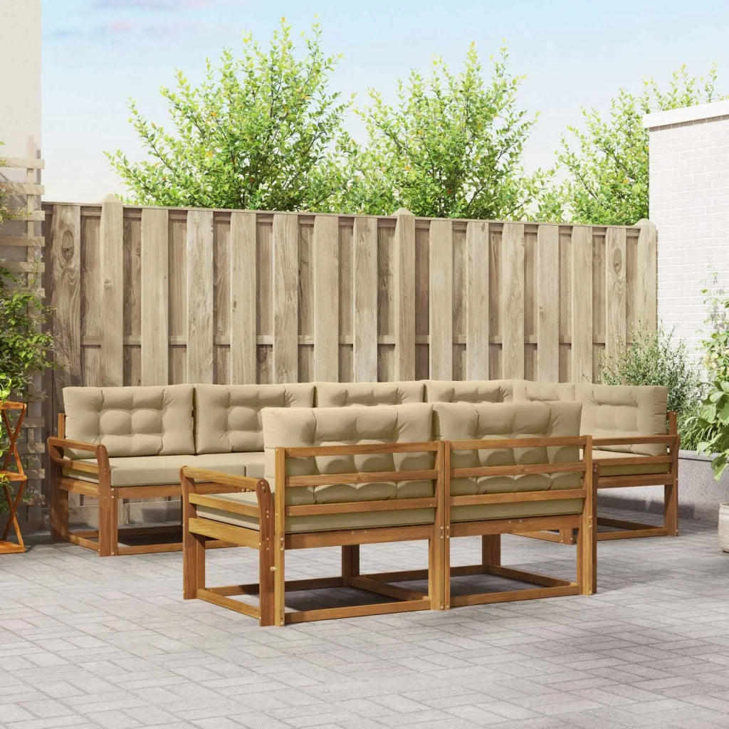 Set di divani da esterno con cuscino 7 pcs Naturale e Beige 3367721