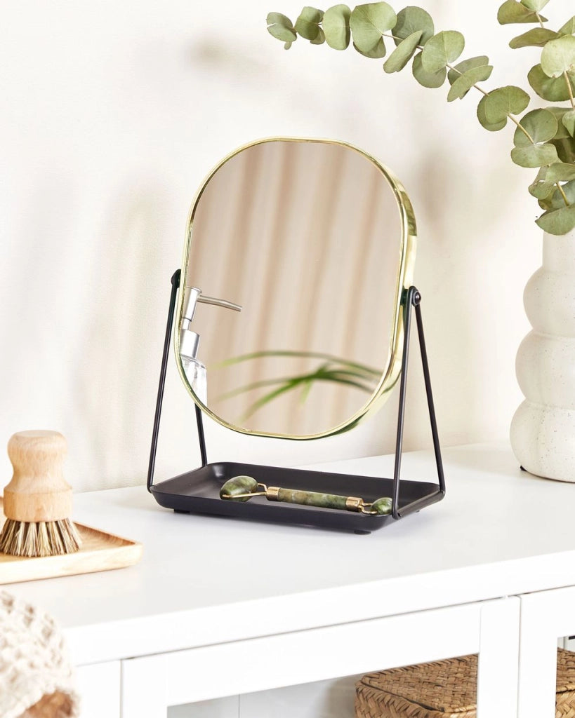 Specchio make up decorativo da tavolo oro 20 x 22 cm bagno camera da letto moderno