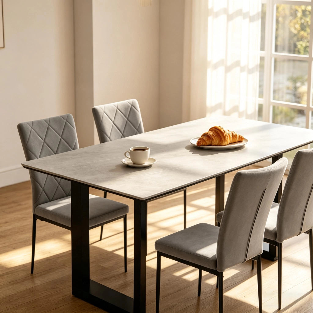 SEDIA DA PRANZO IMBOTTITA 42 x 94,5 x 59 cm Velluto Grigio Scuro Set da 4 pezzi
