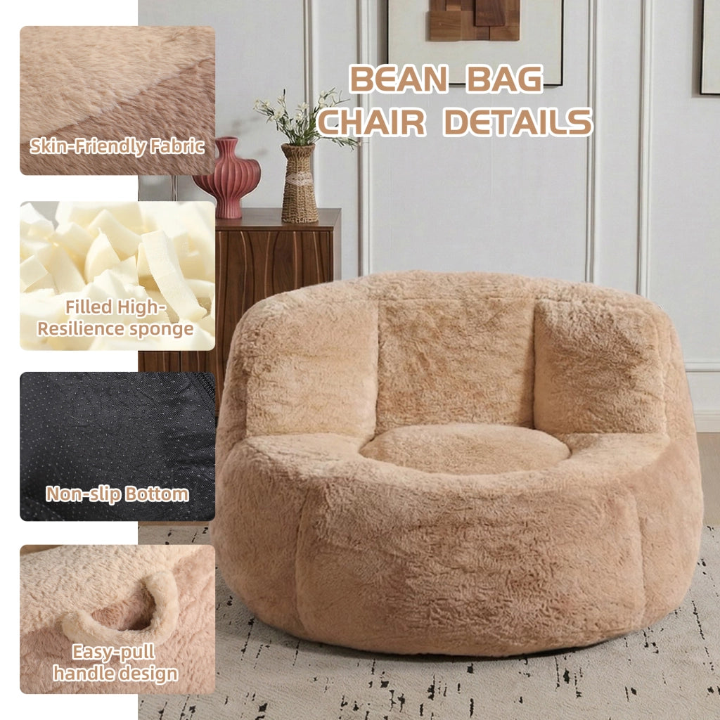 Poltrona sacco XXL pelliccia sintetica multicolore imbottitura spugna sminuzzata ¨C Xylo ¨C Marrone Cammello